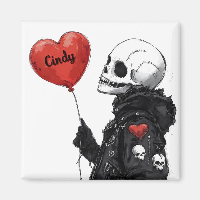 Spooky Swehoney-Anpassade Skull med Balloon Magnet (Framsidan)