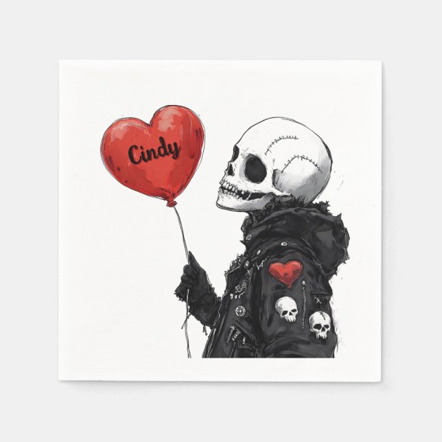 Spooky Swehoney-Anpassade Skull med Balloon Pappersservett (Framsidan)