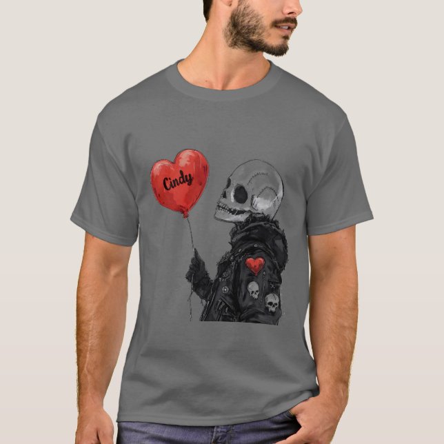 Spooky Swehoney-Anpassade Skull med Balloon T Shirt (Framsida)