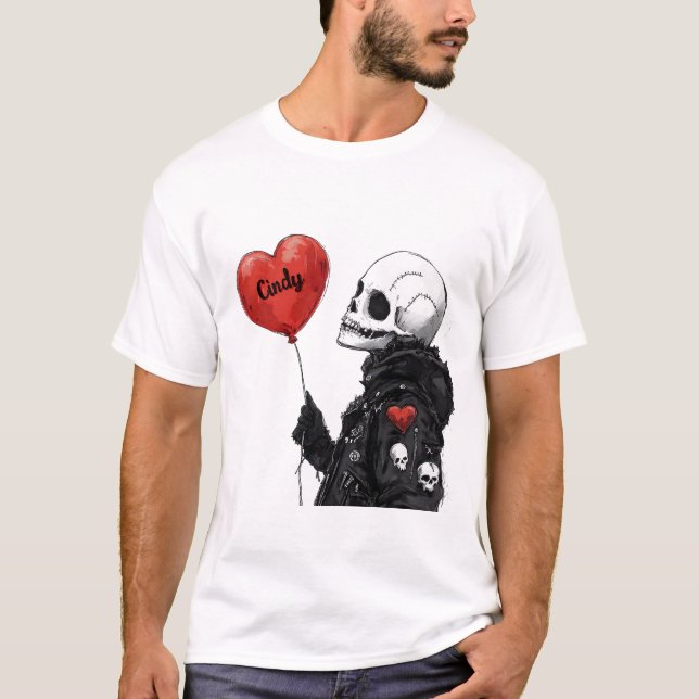 Spooky Swehoney-Anpassade Skull med Balloon T Shirt (Framsida)