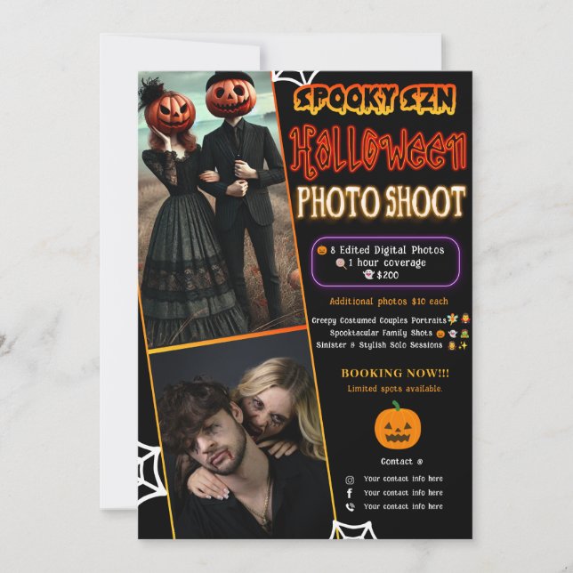 Spooky Szn Glow Halloween Photo Shoot Photography Inbjudningar (Framsida)