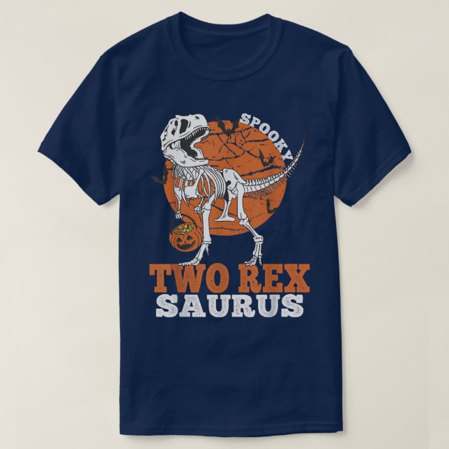 Spooky T Rex Saurus Dinosaur Skeleton T rex Pumpki Shirt (Design framsida)