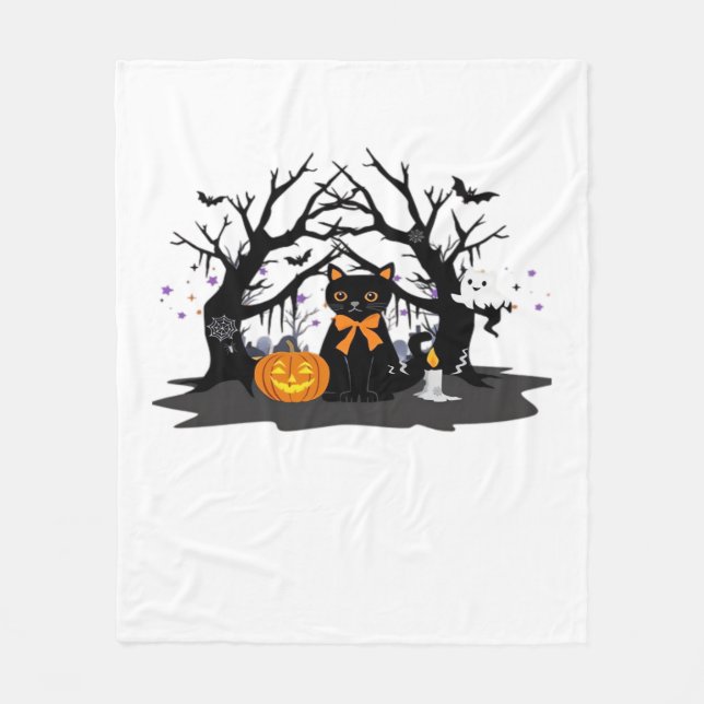 Spooky Tassar & Pumpkin Halloween Nights Classic T Fleecefilt (Framsidan)