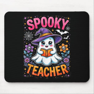 Spooky Teacher Cute Ghost Reading Bok Funny Hallo Musmatta