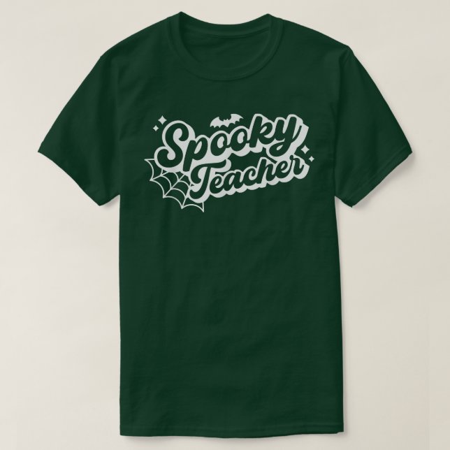 Spooky Teacher Groovy Kindergarten Teacher Hallmus T Shirt (Design framsida)