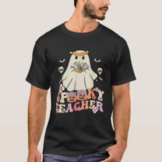 Spooky Teacher Groovy Retro Ghost Teacher Hallowee T Shirt