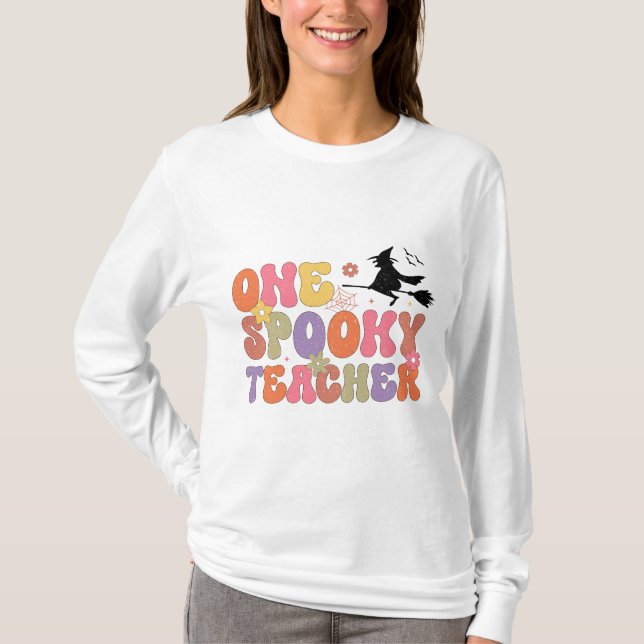 Spooky Teacher Halloween Långärmad T Shirt (Framsida)
