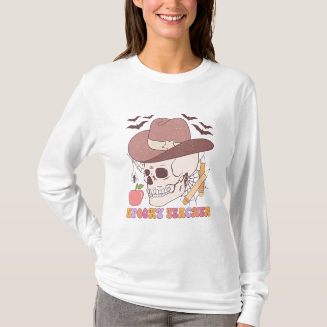 Spooky Teacher Halloween Långärmad T Shirt (Framsida)