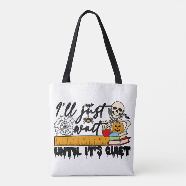 Spooky Teacher Halloween Tote Bag Tygkasse (Baksida)
