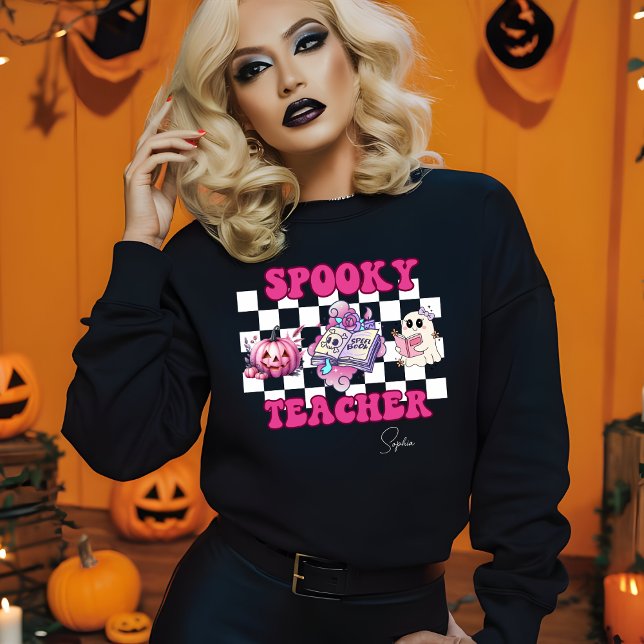 Spooky Teacher Personlig Namn Halloween Gift T Shirt (Skapare uppladdad)