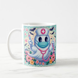 Spooky Tecknad Ghost Nurse: Halloween Art Art Kaffemugg