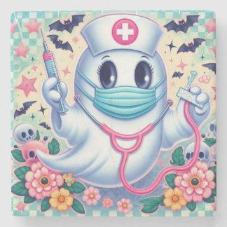 Spooky Tecknad Ghost Nurse: Halloween Art Art Stenunderlägg