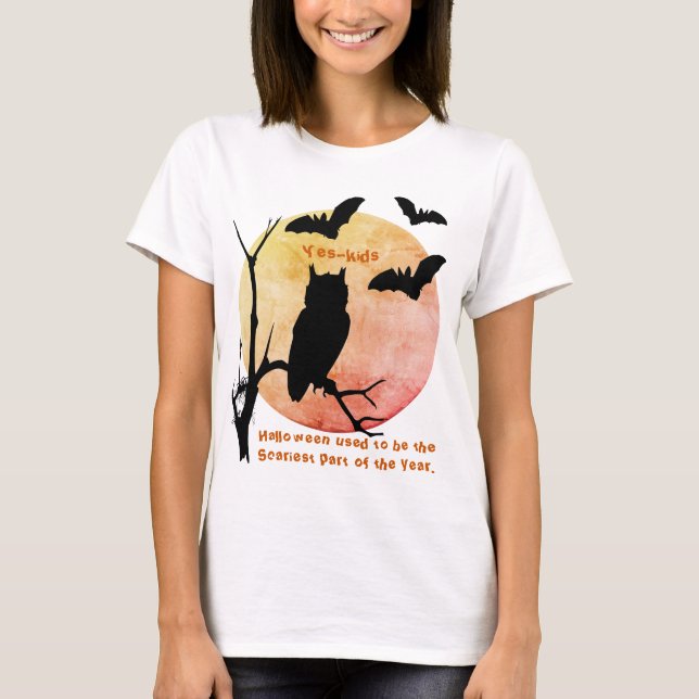 Spooky Thoughts Halloween Uggla & Fladdermöss T-Sh T Shirt (Framsida)