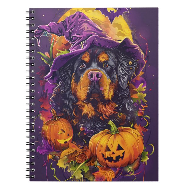 Spooky Tibetansk Mastiff Hund Halloween Witch Pump Anteckningsbok (Framsidan)