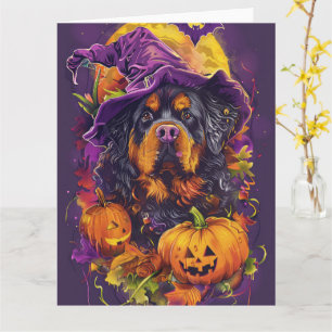 Spooky Tibetansk Mastiff Hund Halloween Witch Pump Kort