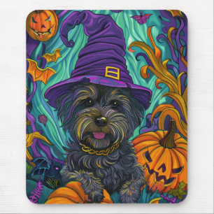 Spooky Tibetansk Terrier Hund Halloween Witch Pump Musmatta