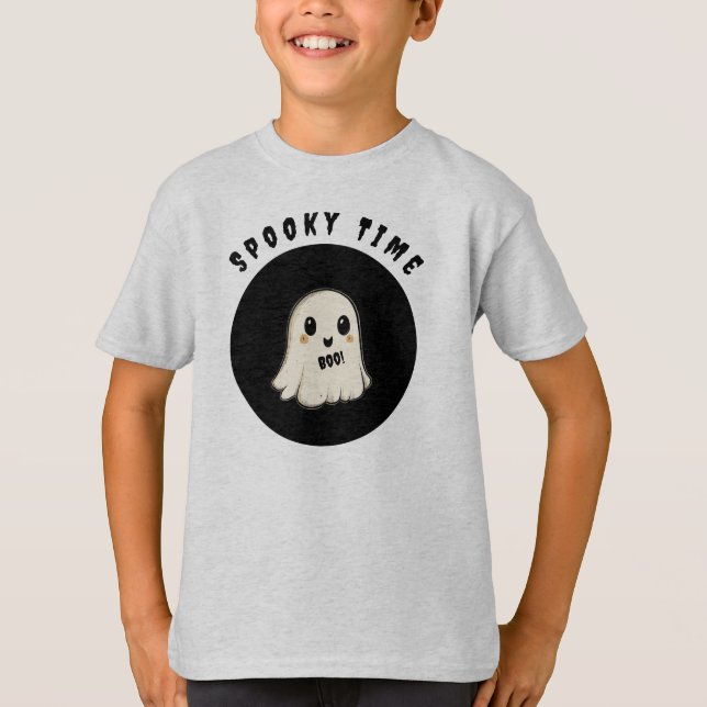 Spooky Time med Halloween Ghost T Shirt (Framsida)