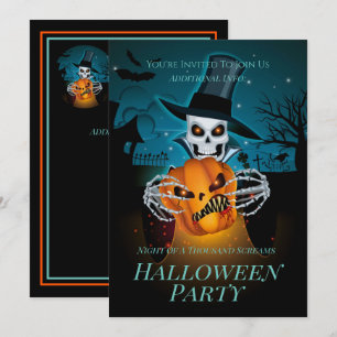 Spooky Top hat Skeleton Inbjudningar