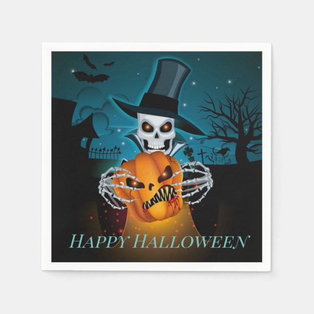 Spooky Top hat Skeleton Pappersservett (Framsidan)