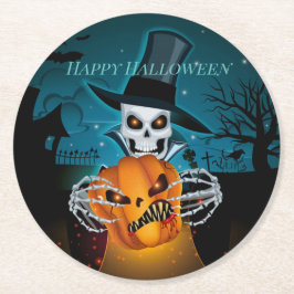 Spooky Top hat Skeleton Underlägg Papper Rund