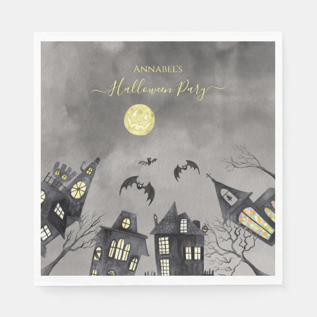 Spooky town Halloween Napkins Pappersservett (Framsidan)