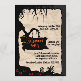 Spooky Träd - inbjudan till Halloween fest