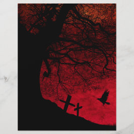Spooky Träd och Cemetery Halloween Scrapbook Pappe