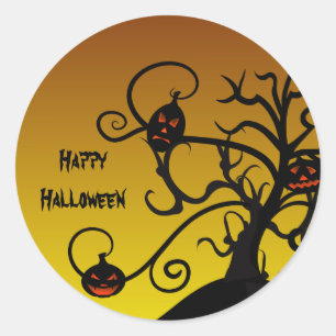 Spooky Träd och Jack O’ Lantern Halloween Stickers Runt Klistermärke