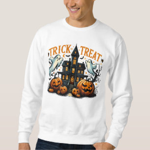 Spooky trick-or-treat på en gammal mansion lång ärmad tröja