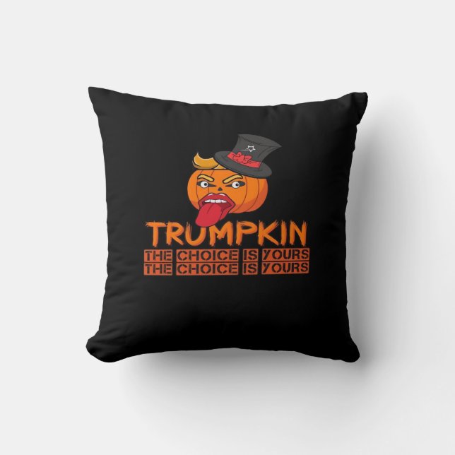 Spooky Trumpkin Halloween Top hat & Tunga Out- is Kudde (Framsida)