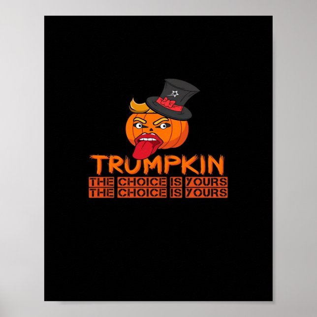 Spooky Trumpkin Halloween Top hat & Tunga Out- is Poster (Framsidan)