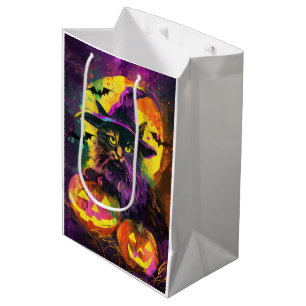 Spooky Turkisk Angora Cat Halloween Witch Pumpkin