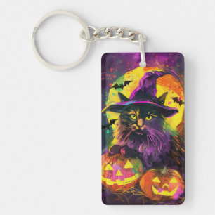 Spooky Turkisk Angora Cat Halloween Witch Pumpkin