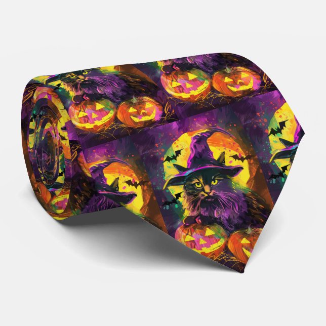 Spooky Turkisk Angora Cat Halloween Witch Pumpkin Slips (Rullad)