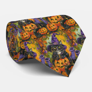 Spooky Tuxedo Cat Halloween Witch och Pumpkin Slips