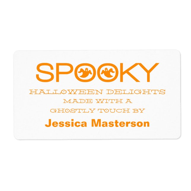 Spooky Typography Halloween Baking Labels Fraktsedel (Framsidan)