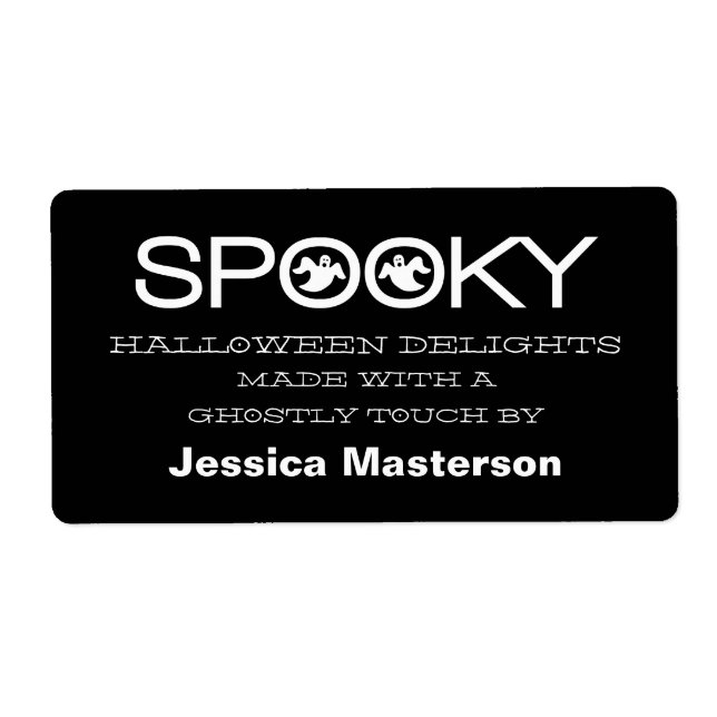 Spooky Typography Halloween Baking Labels Fraktsedel (Framsidan)