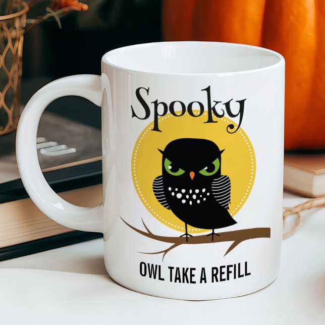 Spooky Uggla Anpassade Halloween Kaffemugg (Skapare uppladdad)