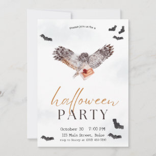 Spooky Uggla Fall Halloween fest Inbjudningar