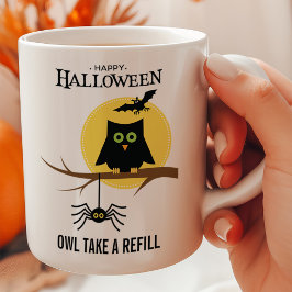 Spooky Uggla och Spider Anpassade Halloween Mugg