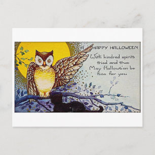 Spooky Uggla Vintage Halloween Vykort