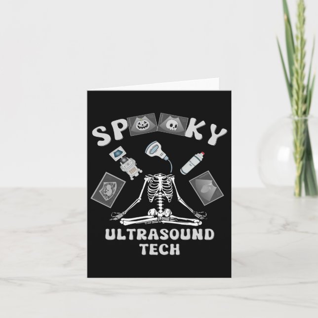 Spooky Ultrasound Tech Skeleton Halloween Costume Kort (Framsida)