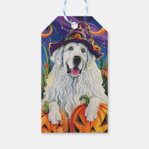 Spooky Underbar Pyrenees Hund Halloween Witch Pump Presentetikett