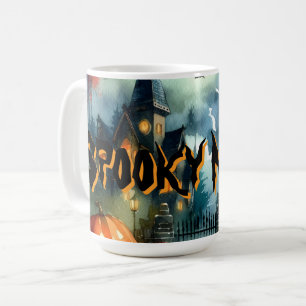 Spooky & vacker Halloween liggande vattenfärg Kaffemugg