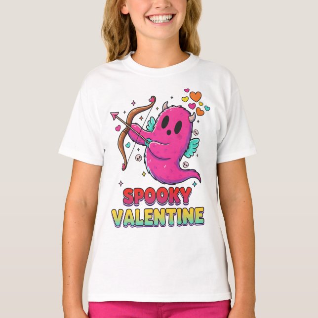 Spooky Valentine Cupid Ghost Shirt T (Framsida)