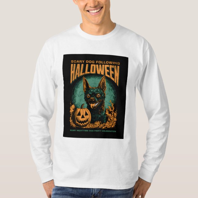 Spooky Valp - Halloween Hund T-Shirt (Framsida)