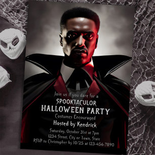 Spooky Vampire Dracula Halloween Costume Party Inbjudningar