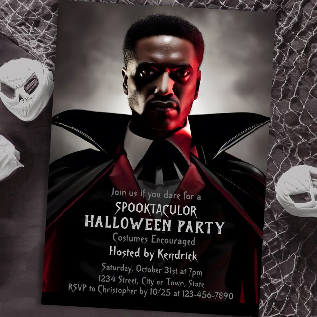 Spooky Vampire Dracula Halloween Costume Party Inbjudningar (Skapare uppladdad)
