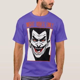 Spooky Vampire Fangs Halloween Graphic Night Vibes T Shirt