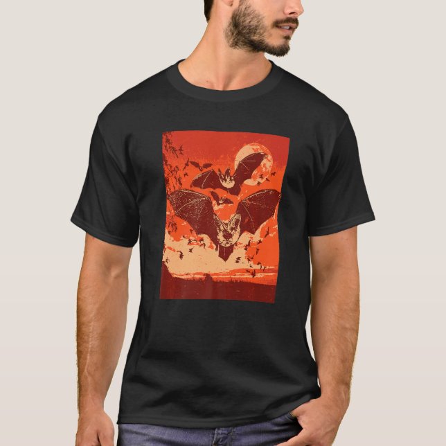 Spooky Vampire Fladdermöss T Shirt (Framsida)